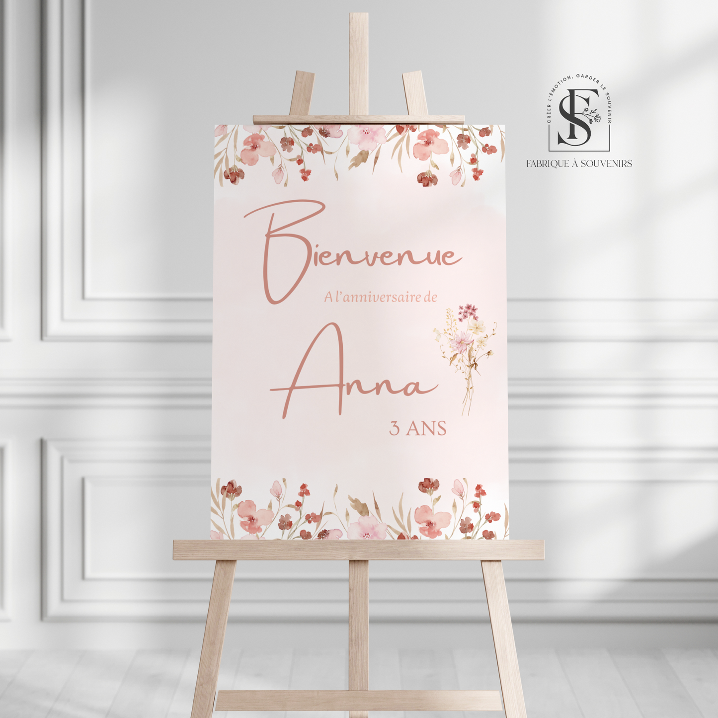 Panneau de Bienvenue Anniversaire Floral