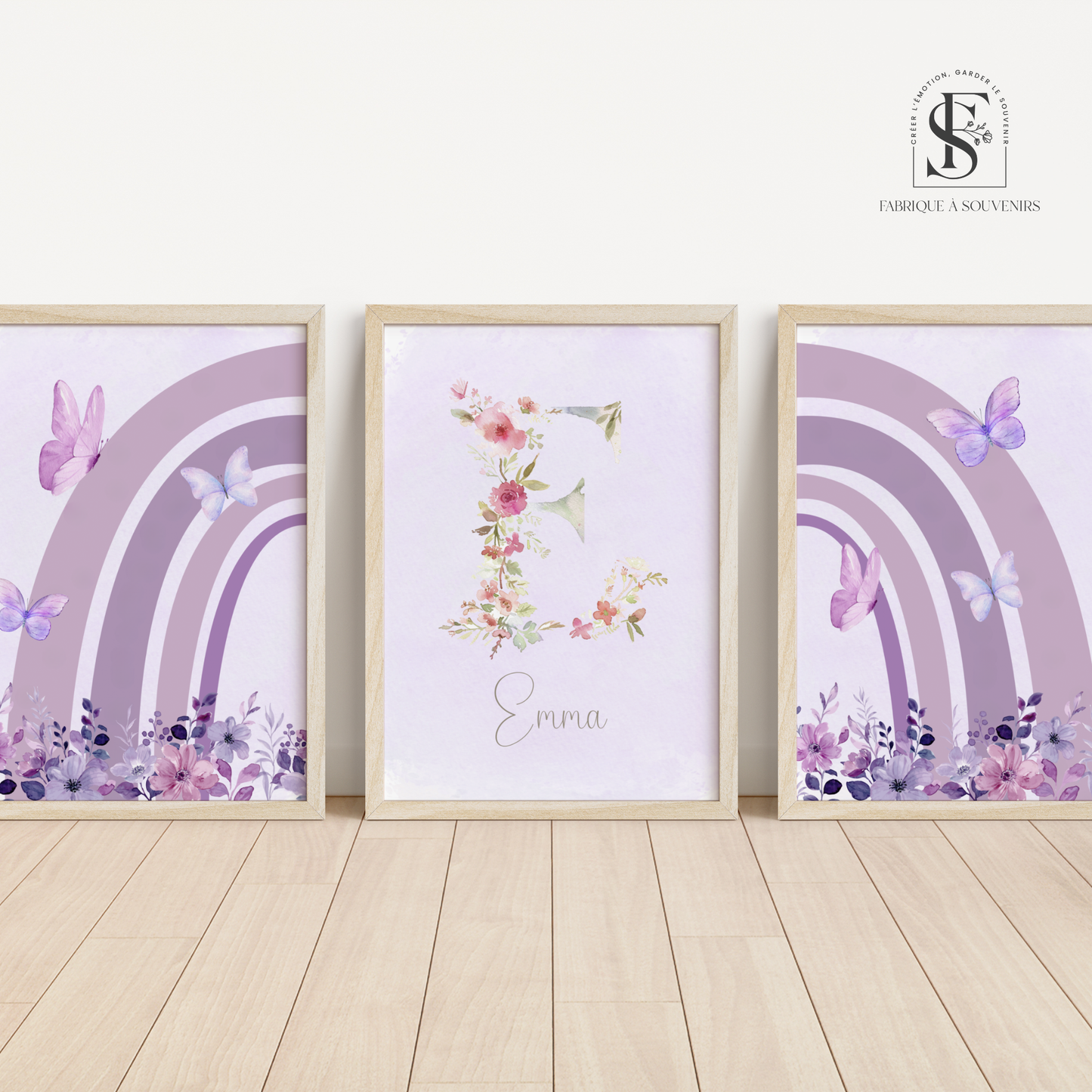 Trio d'affiches décorative "Arc en ciel Enchanté"