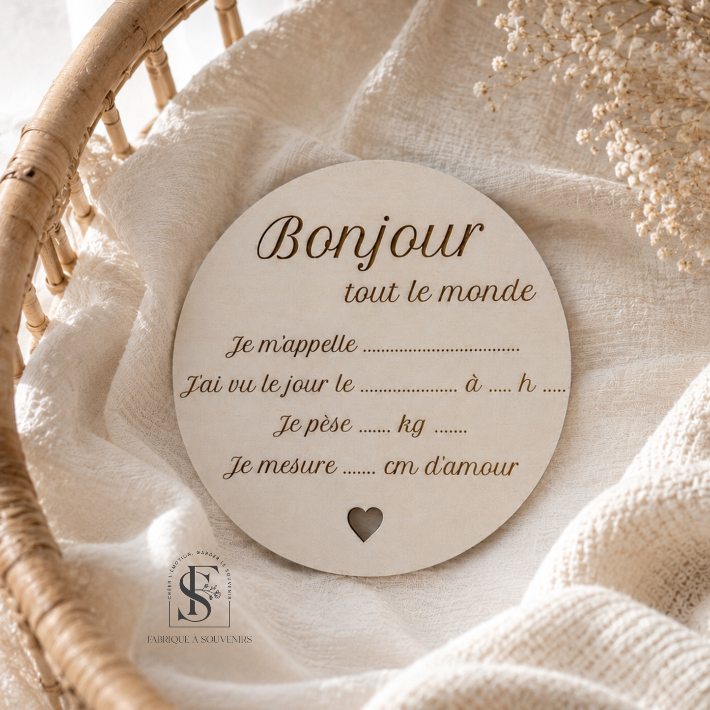 Plaque de naissance en bois