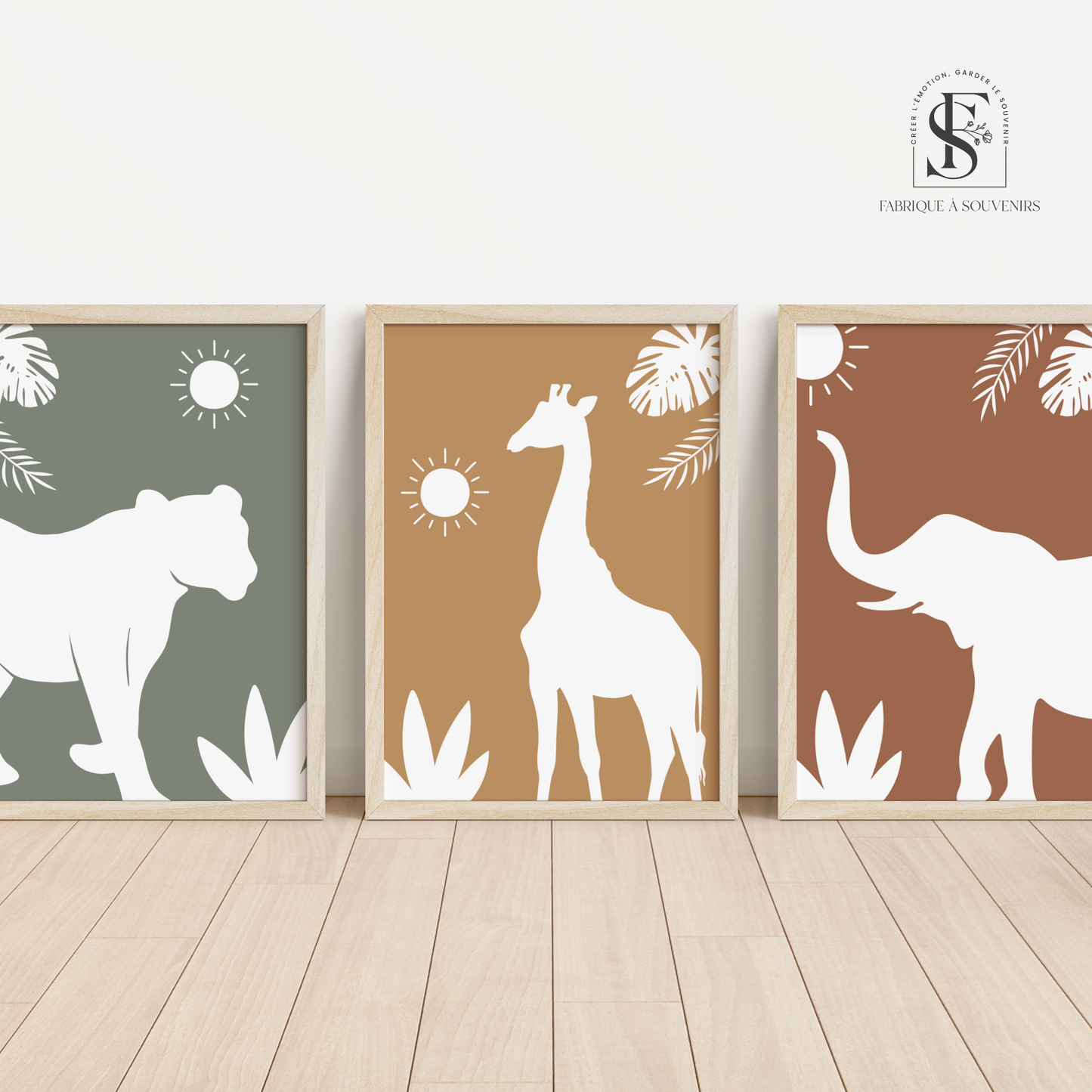 Trio d'affiches décorative Animaux de la Savane