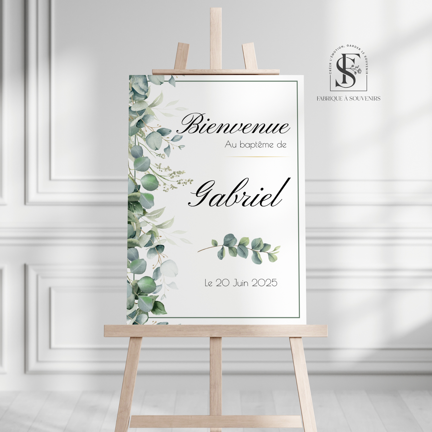 Panneau de Bienvenue Baptême Eucalyptus