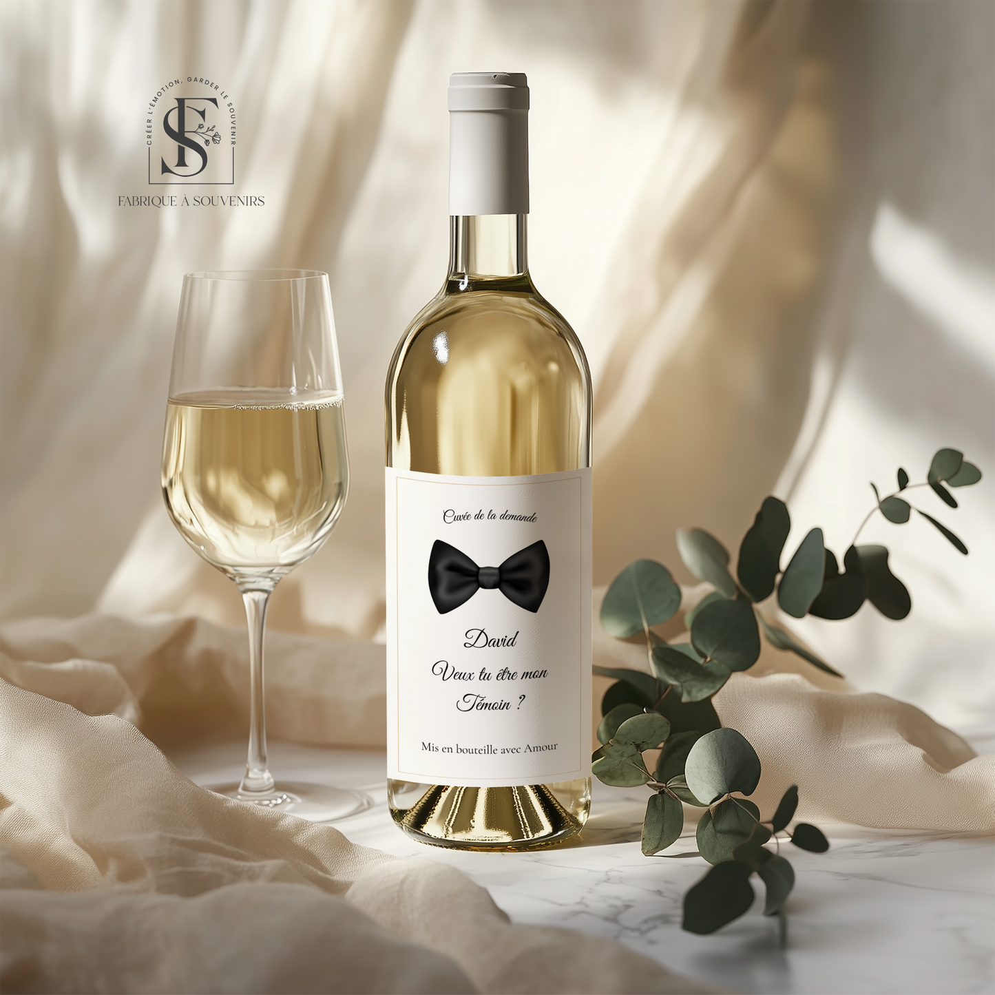 Etiquette bouteille de vin annonce Témoin