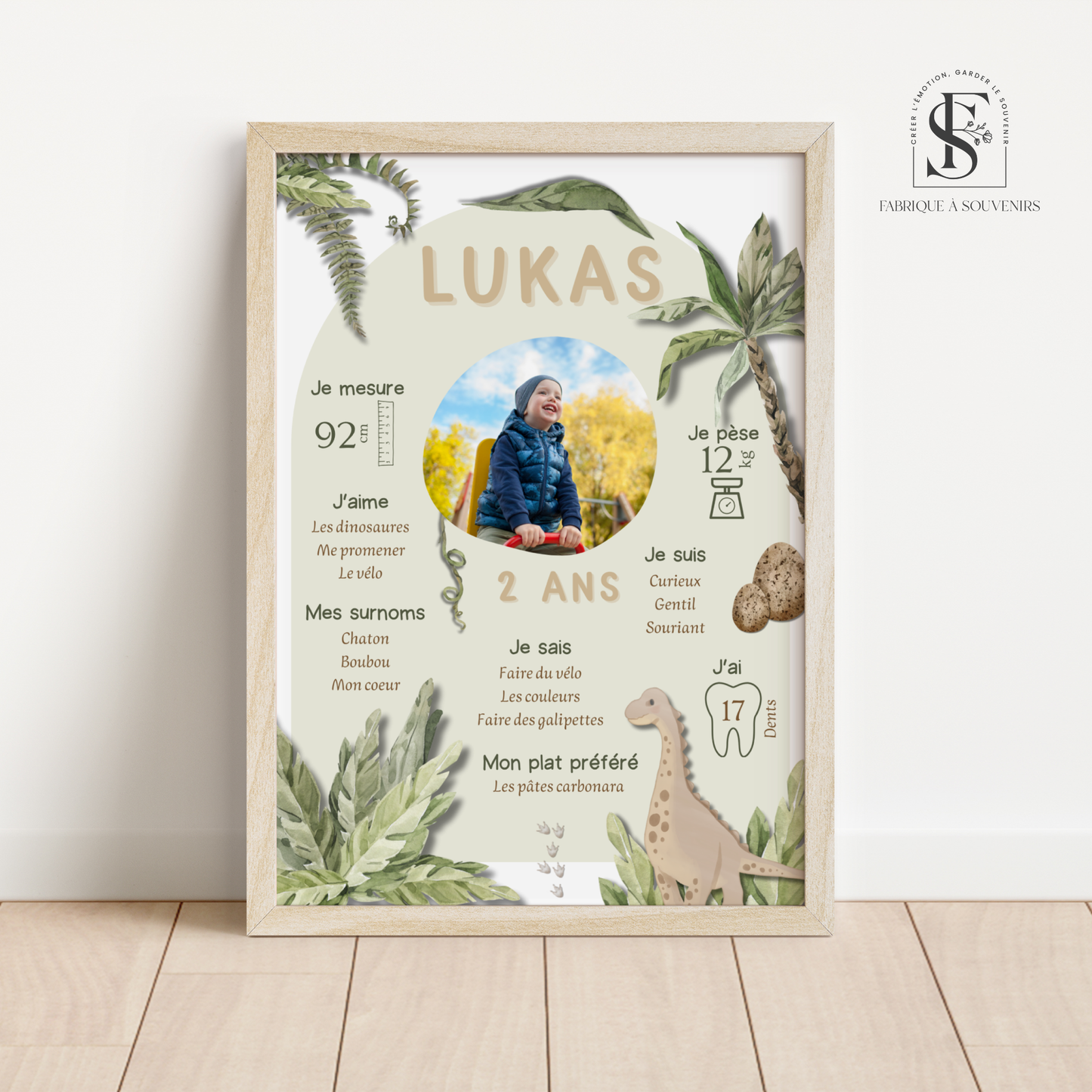 Affiche Anniversaire personnalisée Dinosaure