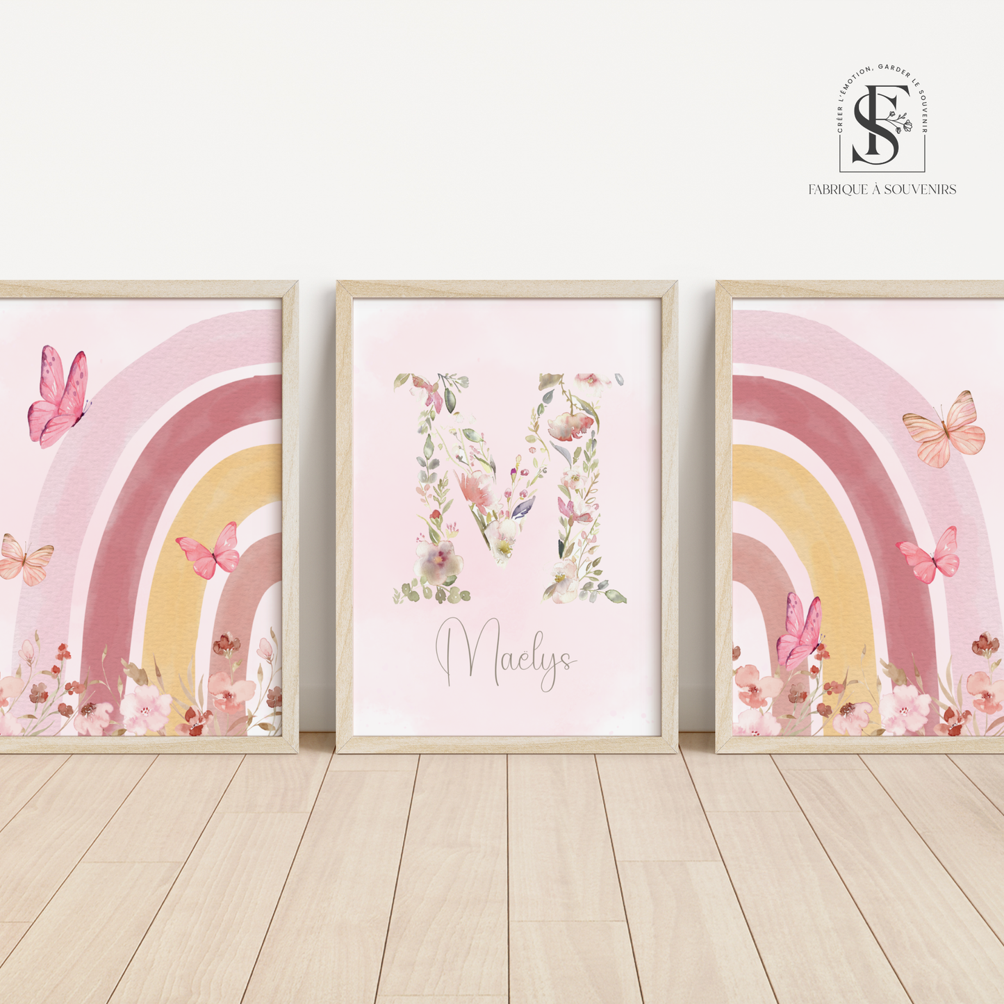 Trio d'affiches décorative "Arc en ciel Enchanté"