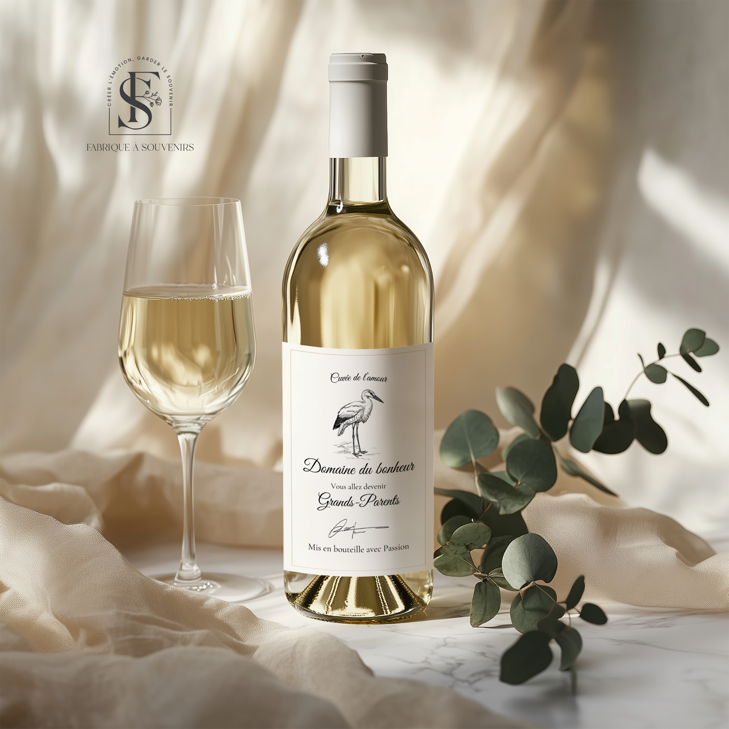 Etiquette bouteille de vin annonce Grossesse