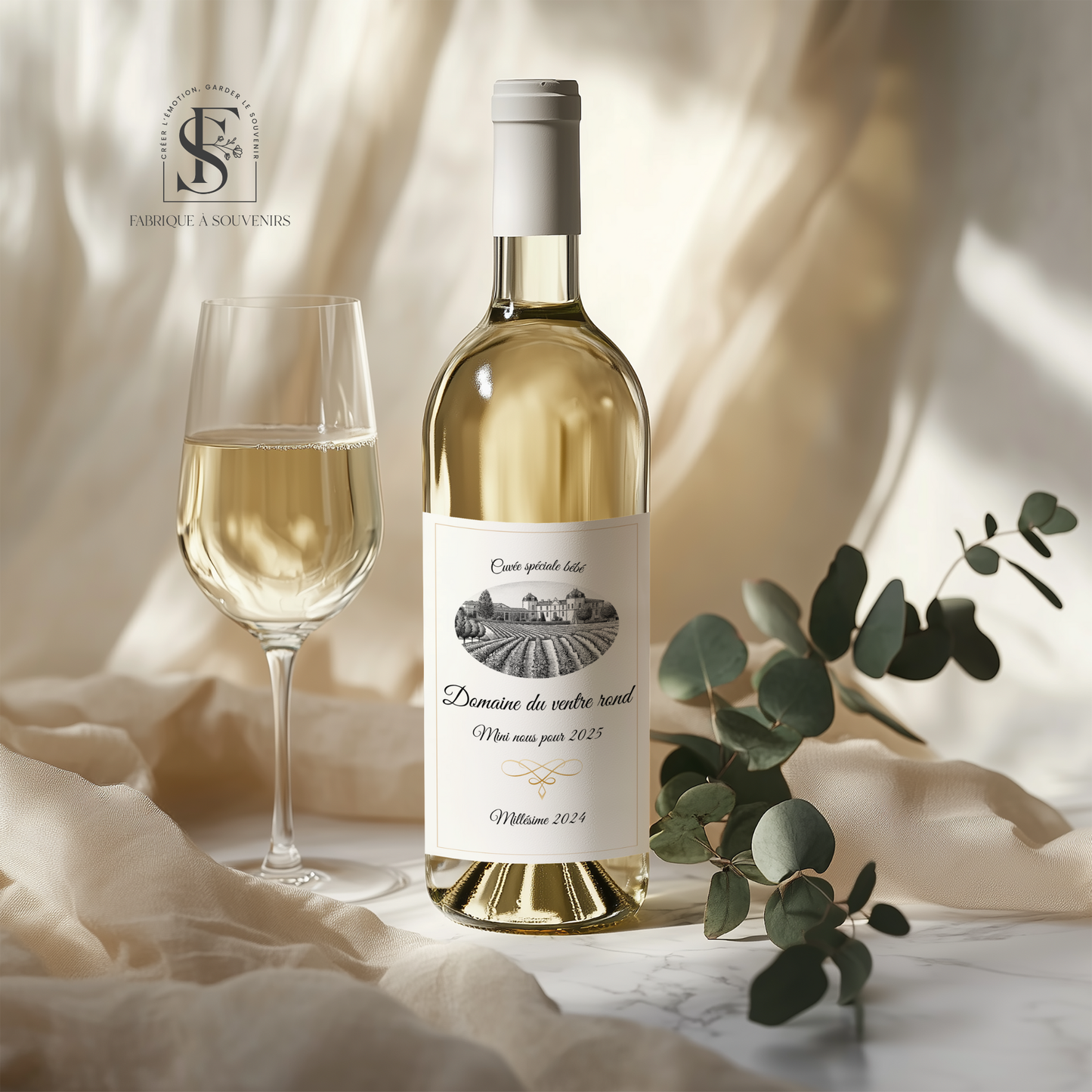 Etiquette bouteille de vin annonce Grossesse