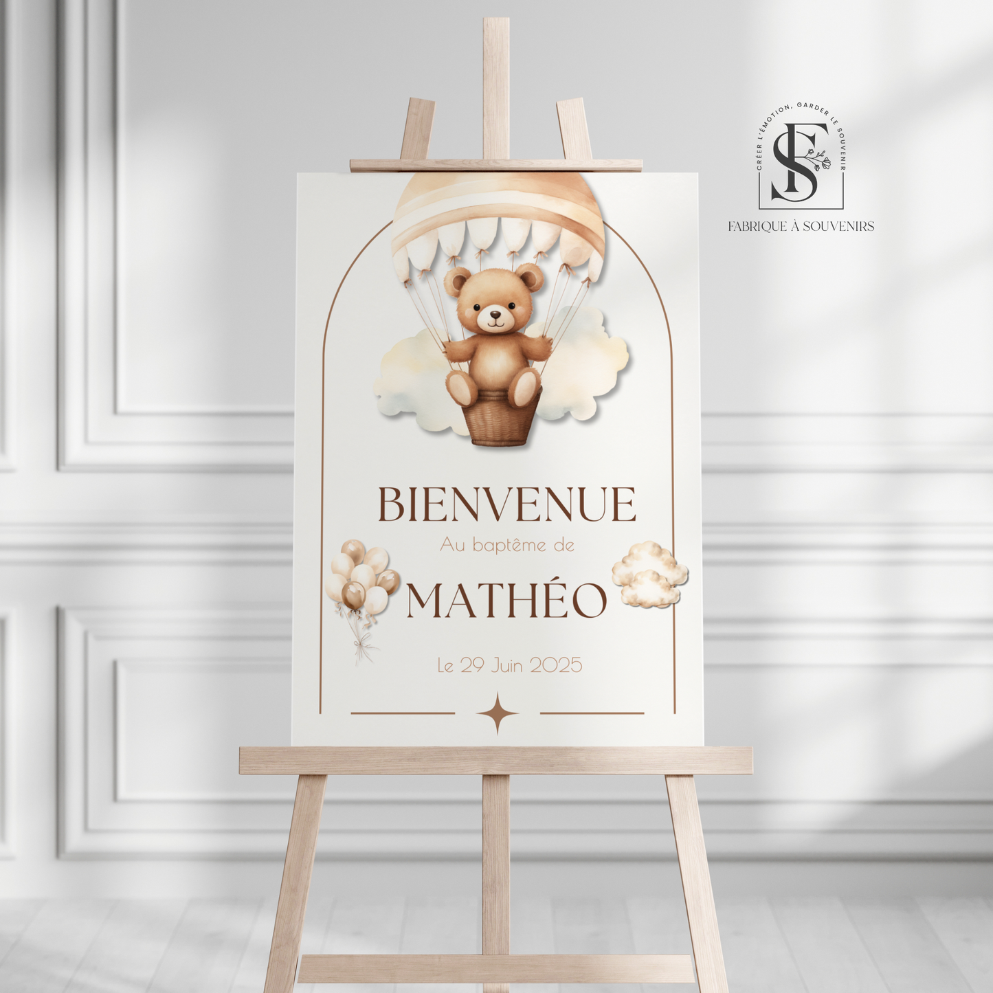 Panneau de Bienvenue Baptême Ourson