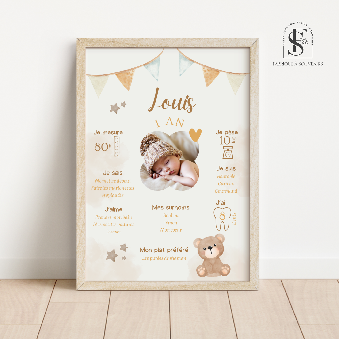 Affiche Anniversaire personnalisée Ourson