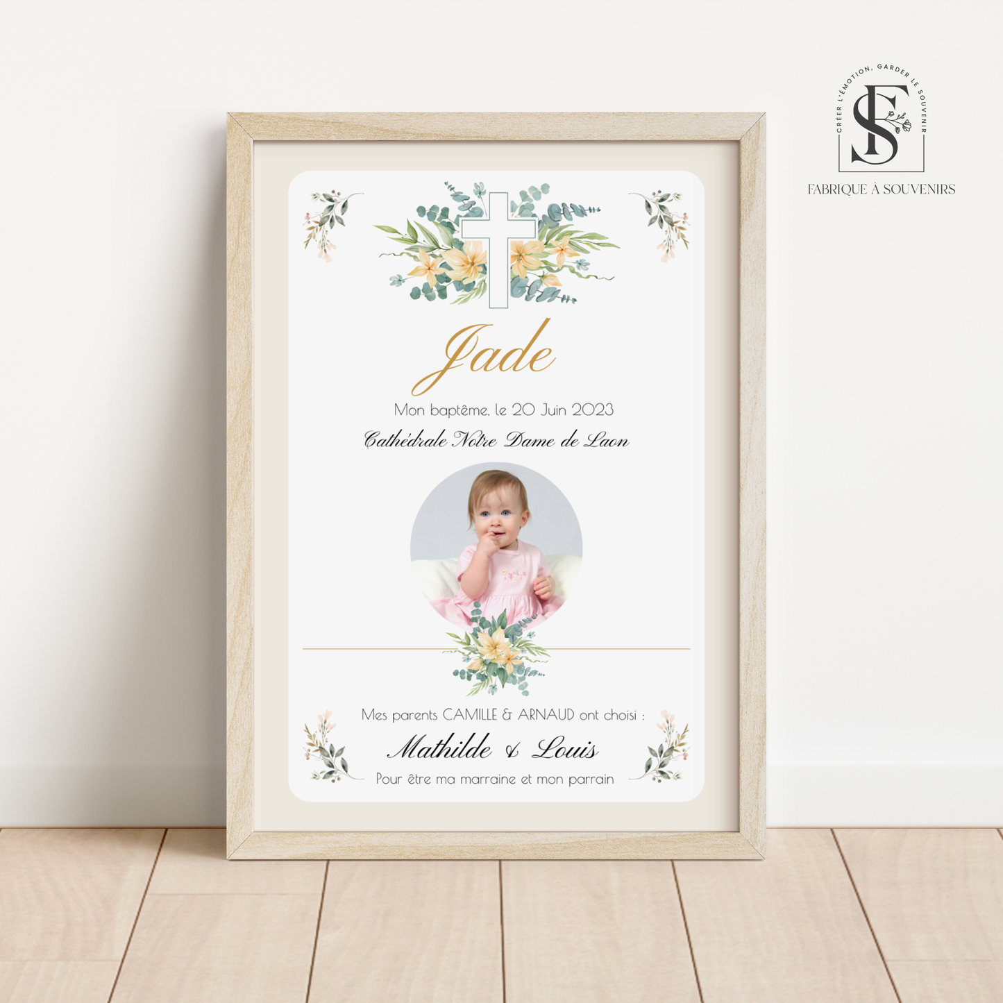 Affiche Baptême Floral