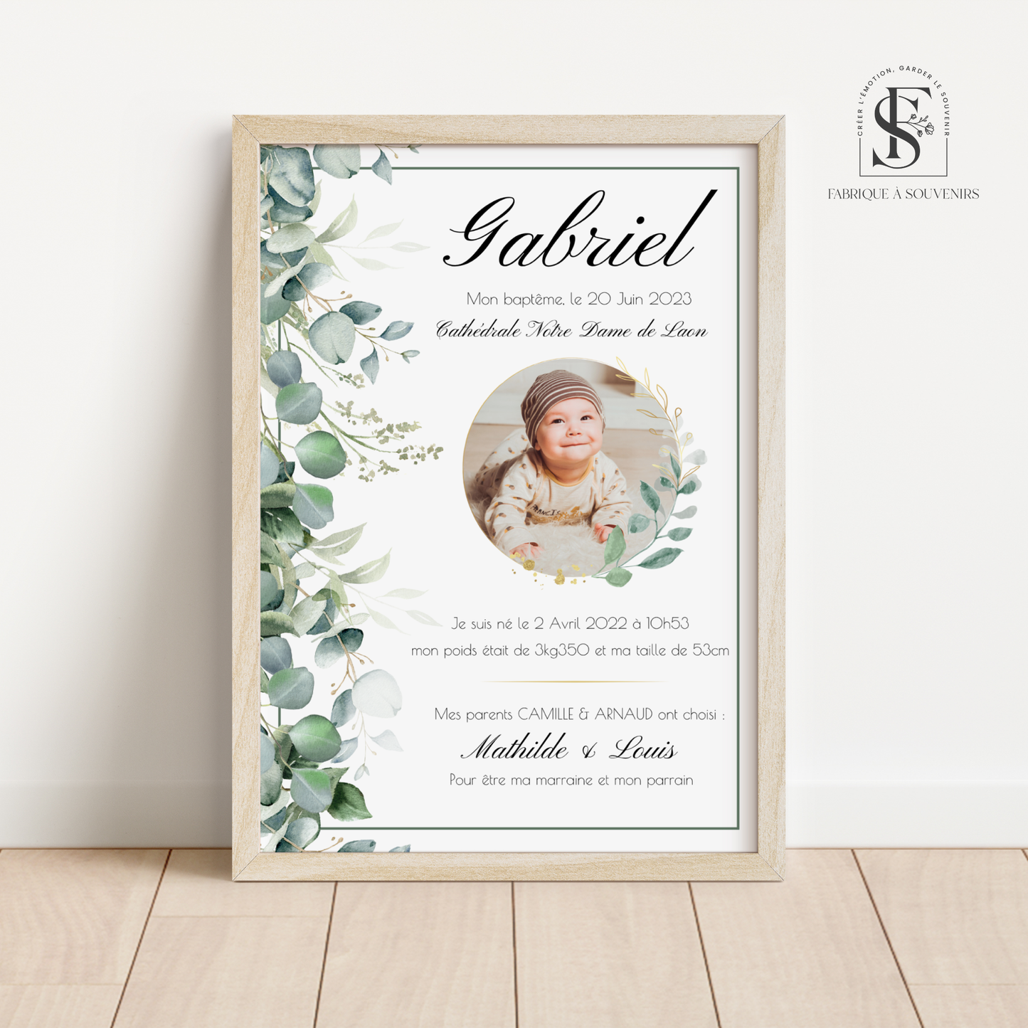 Affiche Baptême Eucalyptus