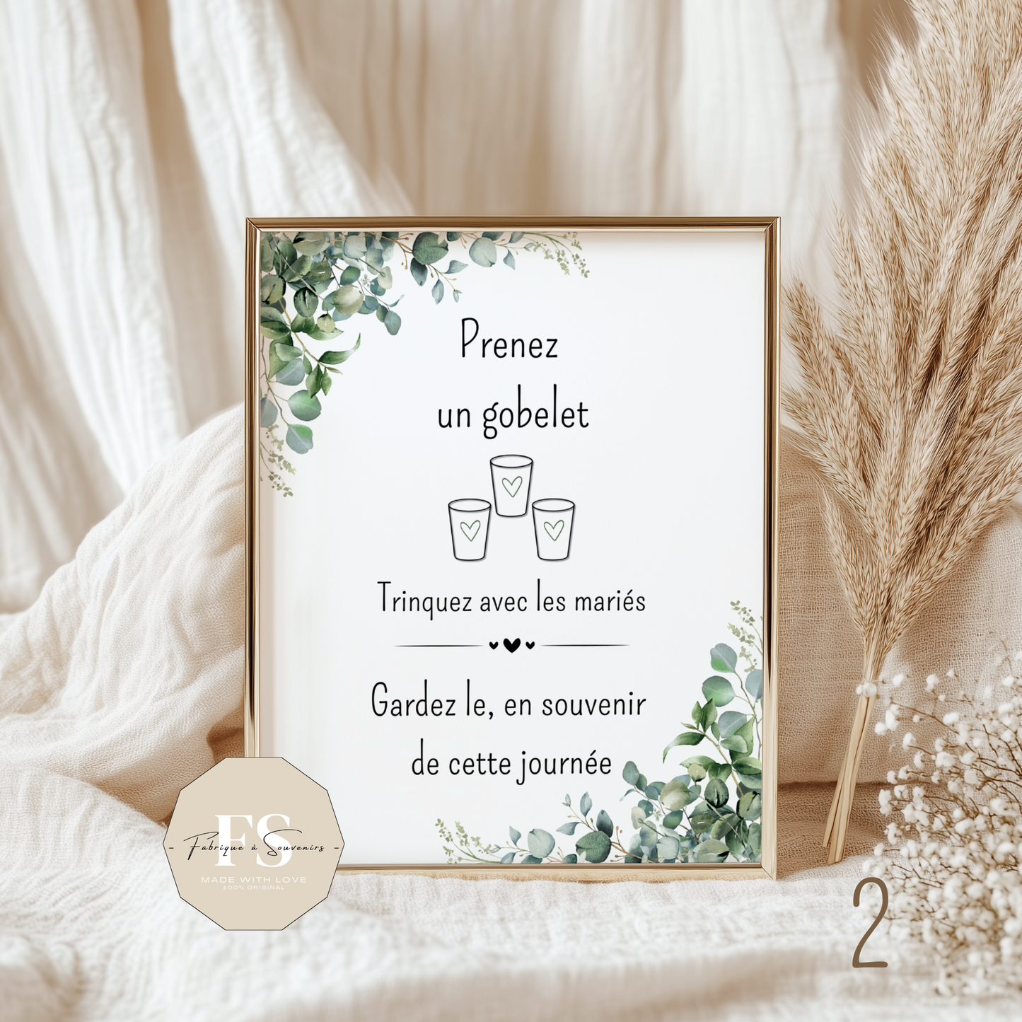 Affiche Mariage "Prenez un gobelet"