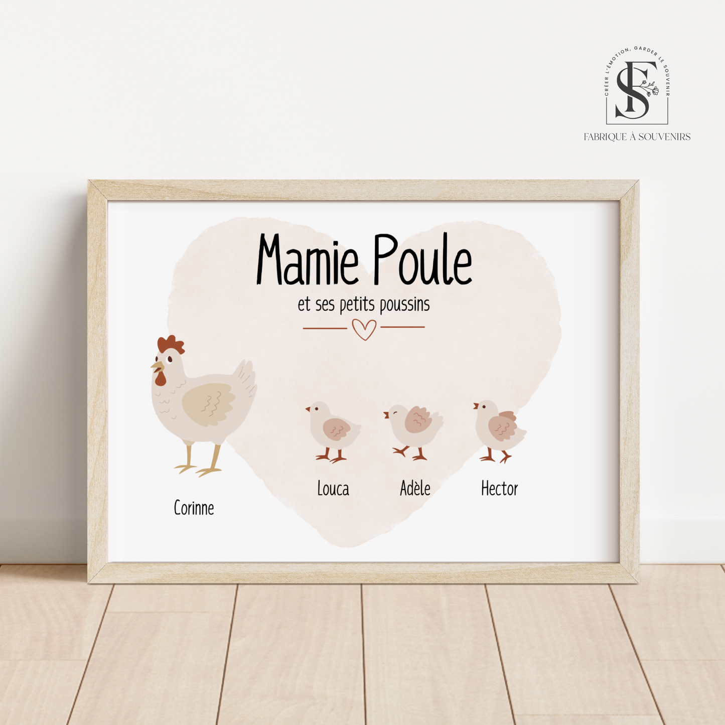 Affiche "Mamie Poule et ses petits poussins"