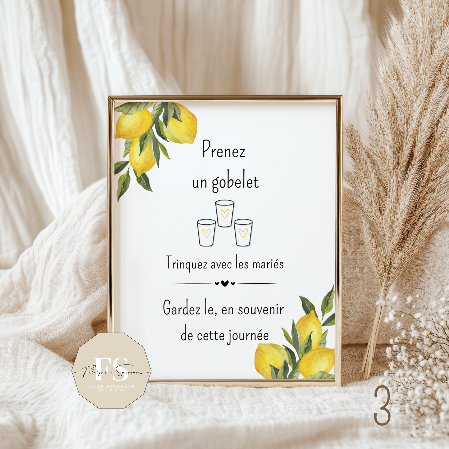 Affiche Mariage "Prenez un gobelet"