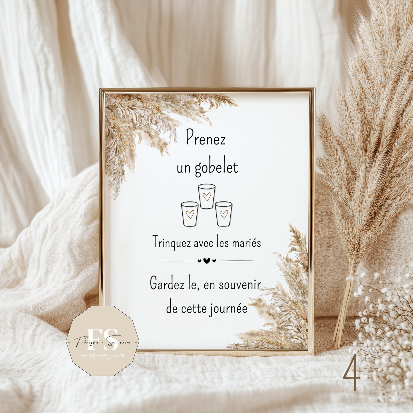 Affiche Mariage "Prenez un gobelet"
