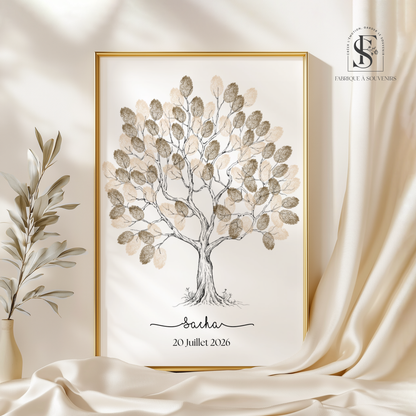 Affiche arbre à empreintes Baptême