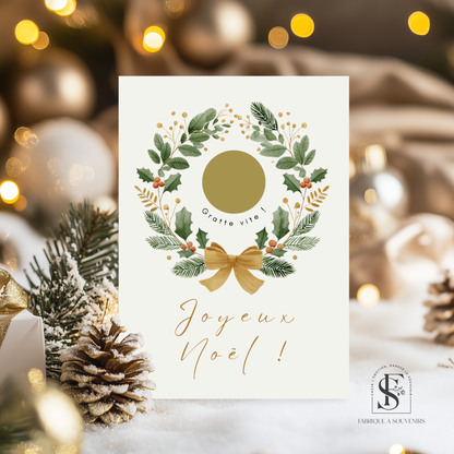 Carte à gratter couronne de Noël