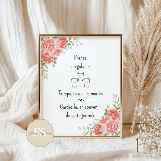 Affiche Mariage "Prenez un gobelet"
