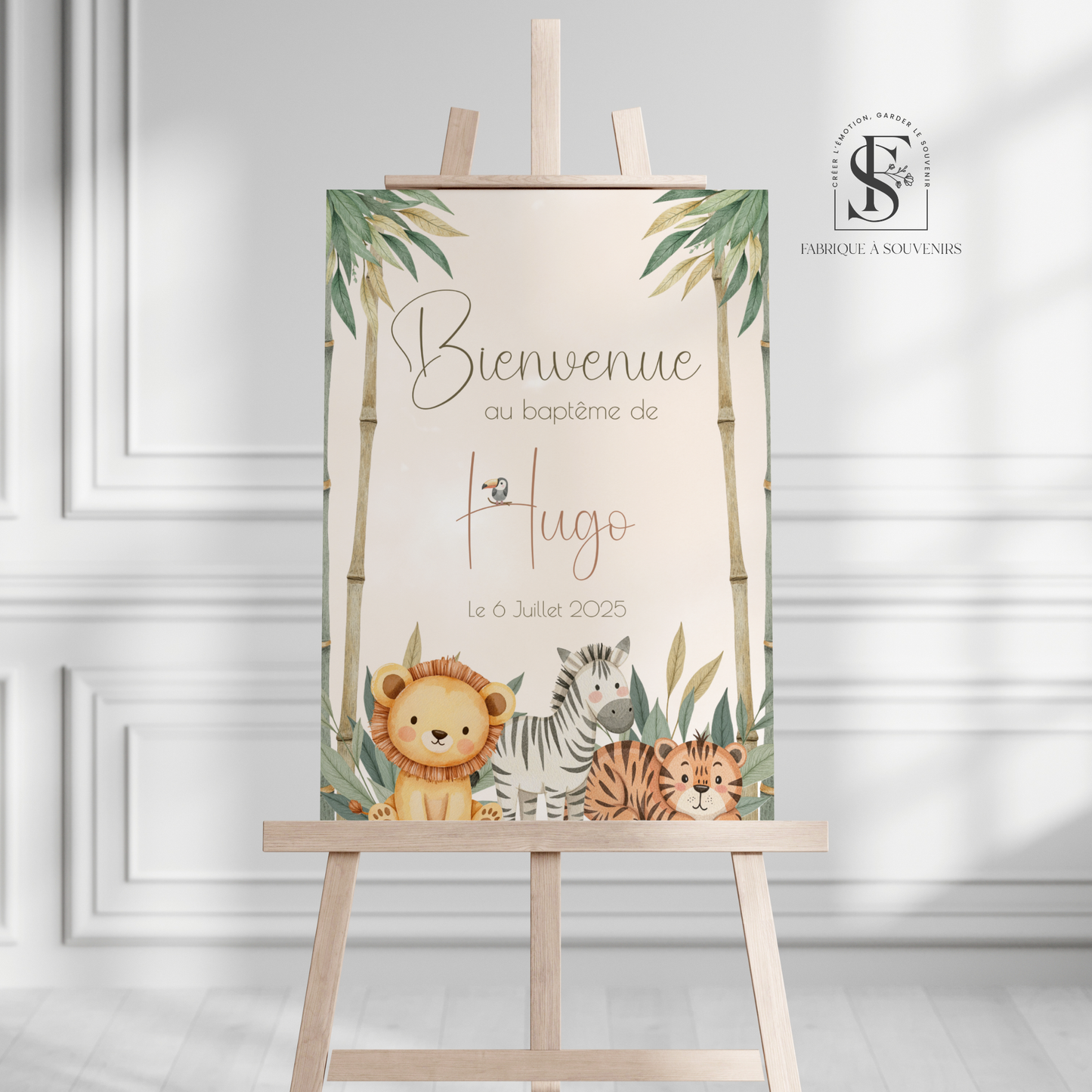 Panneau de Bienvenue Baptême "Roi de la Jungle"
