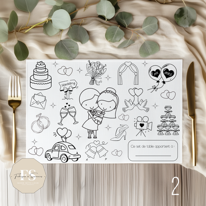 Set de table à colorier Mariage