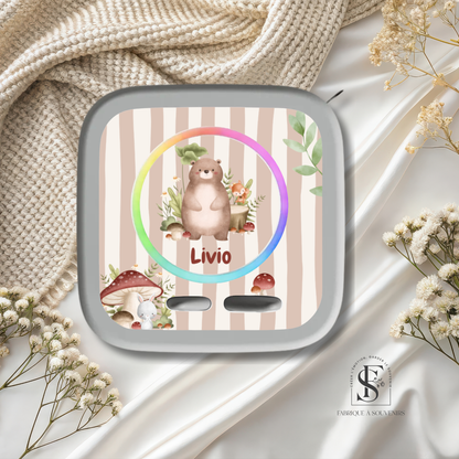 Sticker Toniebox 2 personnalisé ours forêt avec prénom – Autocollant enfant