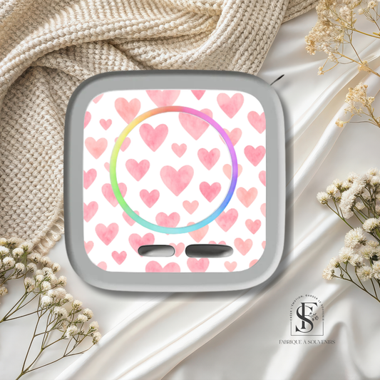 Sticker Toniebox 2 motif cœurs roses – décoration personnalisée pour boîte à histoires enfant