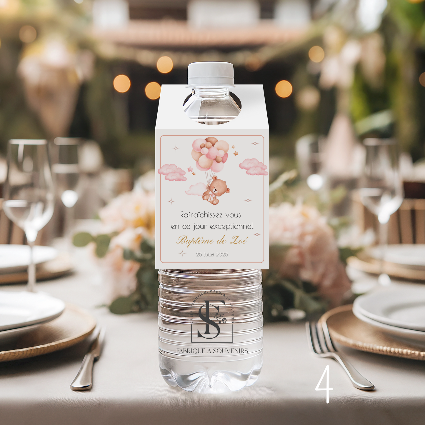 Etiquettes bouteilles d'eau Baptême
