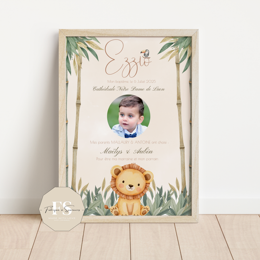 Affiche Baptême "Roi de la Jungle"