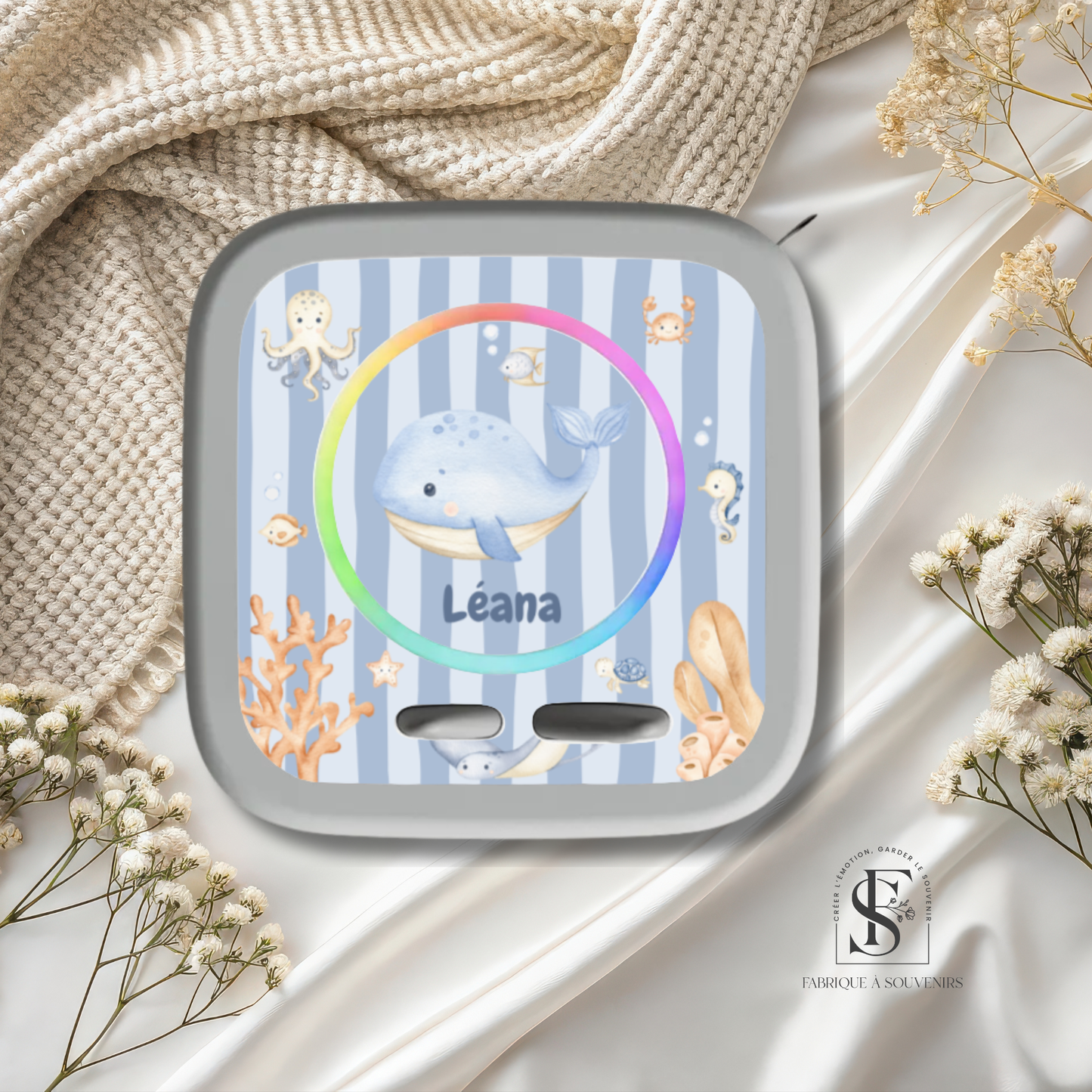 Sticker Toniebox 2 personnalisé baleine avec prénom – Autocollant enfant