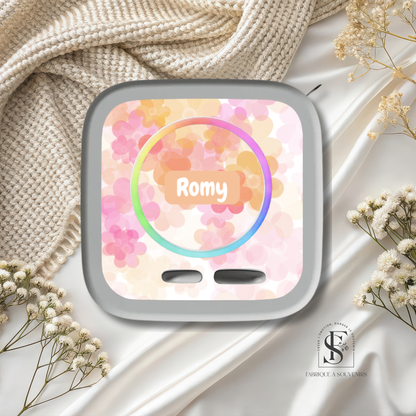 Sticker Toniebox 2 personnalisé fleuri pastel avec prénom – Autocollant décoratif enfant