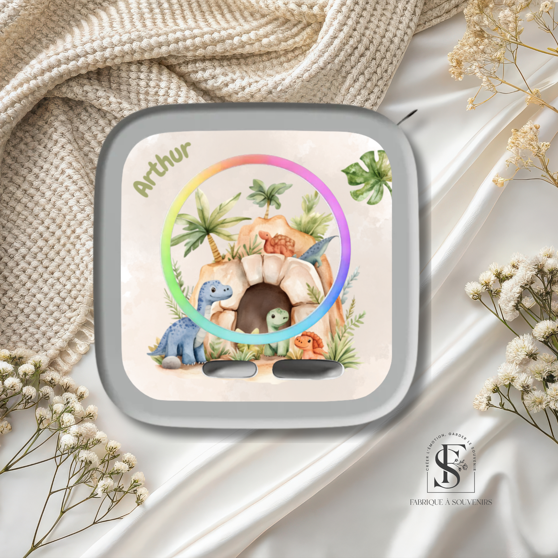 Sticker Toniebox 2 personnalisé dinosaure grotte avec prénom – Autocollant enfant