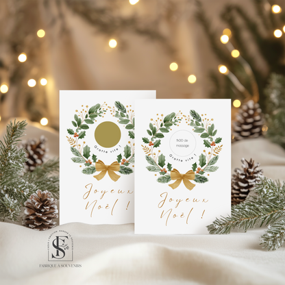 Carte à gratter couronne de Noël