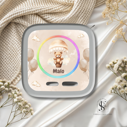 Sticker Toniebox 2 personnalisé ourson montgolfière avec prénom – Autocollant enfant