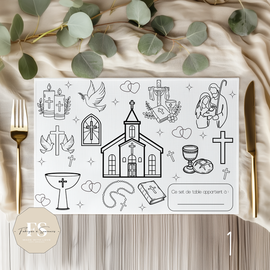 Set de table à colorier Baptême