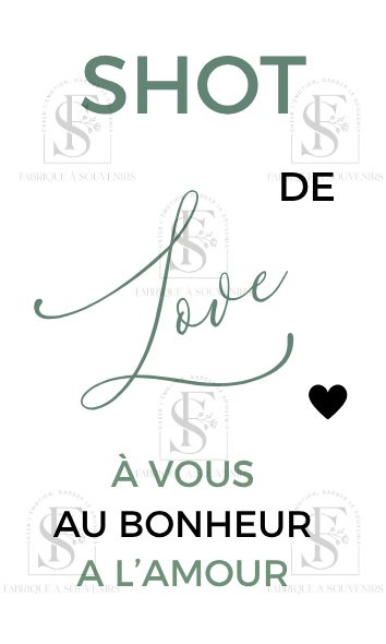 35 Etiquettes Shot de love 3x5cm